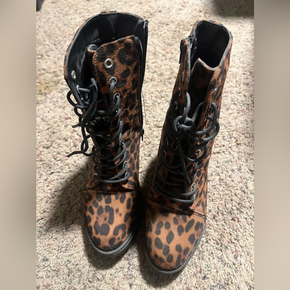 Hot topic leopard combat boots